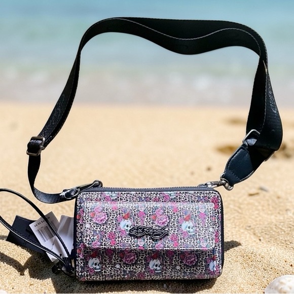 Ed Hardy cheetah skull wallet, wristlet Crossbody bag clutch NWT - Picture 5 of 16